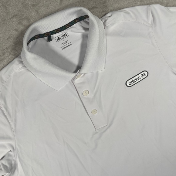 adidas Other - Adidas Golf Polo Shirt Performance Mens Large White‎ Retro Logo Short Sleeve